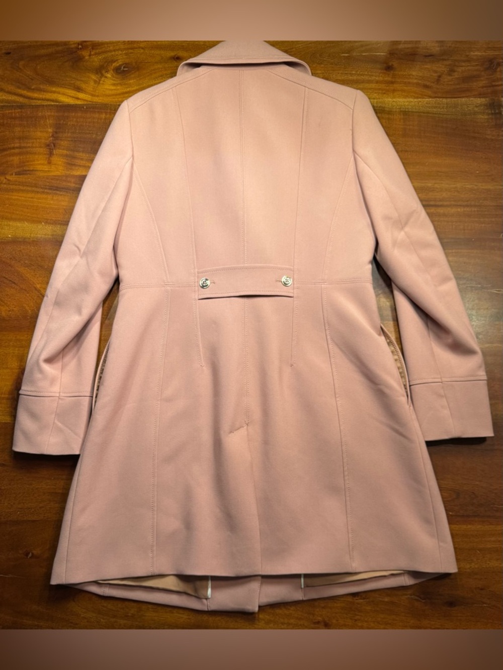 White House Black Market Womens Rose Pink Long Jacket Blazer Coat Sz M - Picture 7 of 8